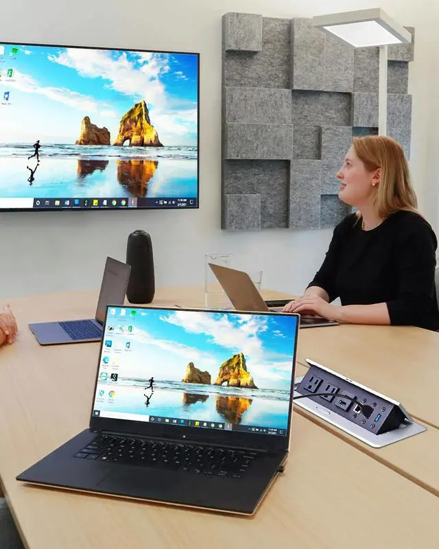 Alt view image 4 of 6 - Conference Table Power Hub, Table Pop Up Power Strip Box with Type-C PD 20W Fast Charging Ports, LAN, HDMI(4K) and USB 3.0 for Conference Room Office Desk (Silver)