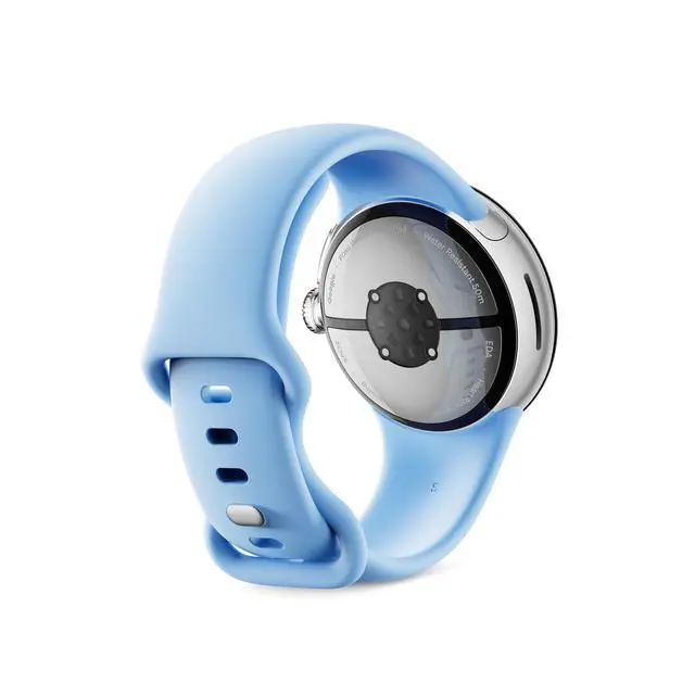 Alt view image 4 of 7 - Pixel Watch 2 (Previous Model) with the Best of Fitbit - Heart Rate Tracking, Stress Management, Safety Features - Android Smartwatch - Polished Silver Aluminum Case - Bay Active Band - LTE