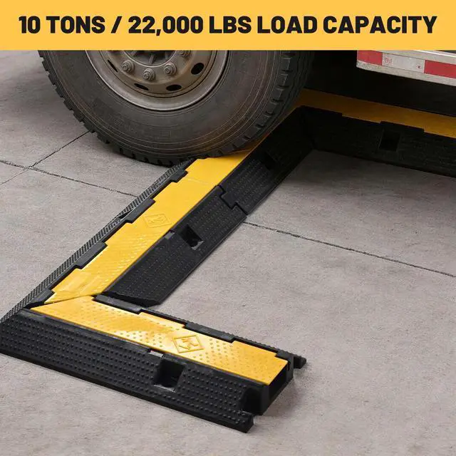 Alt view image 3 of 7 - U-Turn Corner for 1-Channel Cable Protector Ramp, Heavy Duty Rubber | Cord Cover, 22,000 Lbs Load Capacity, Modular Drive Over Hose Protector