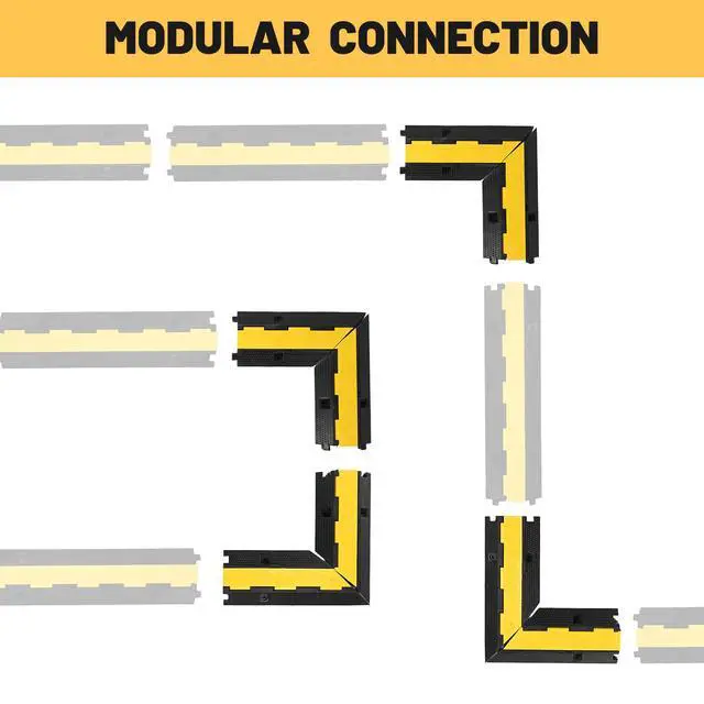 Alt view image 2 of 7 - U-Turn Corner for 1-Channel Cable Protector Ramp, Heavy Duty Rubber | Cord Cover, 22,000 Lbs Load Capacity, Modular Drive Over Hose Protector