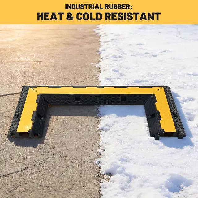 Alt view image 5 of 7 - U-Turn Corner for 1-Channel Cable Protector Ramp, Heavy Duty Rubber | Cord Cover, 22,000 Lbs Load Capacity, Modular Drive Over Hose Protector