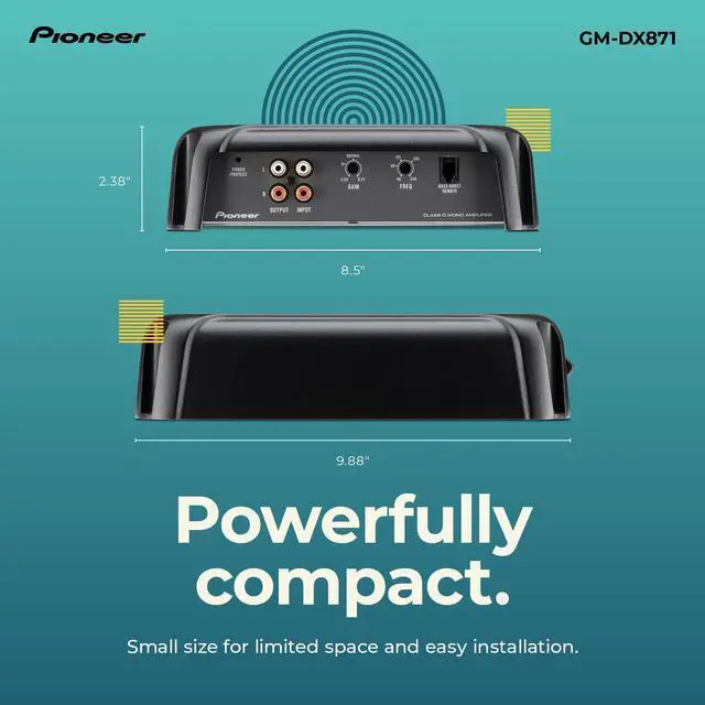 Alt view image 4 of 5 - GM-DX871 1600W Max Class D Mono 1-Channel Car Amplifier | Bass Boost Control, Remote Bass Knob Included, Hi-Res Certified, Gold Terminals