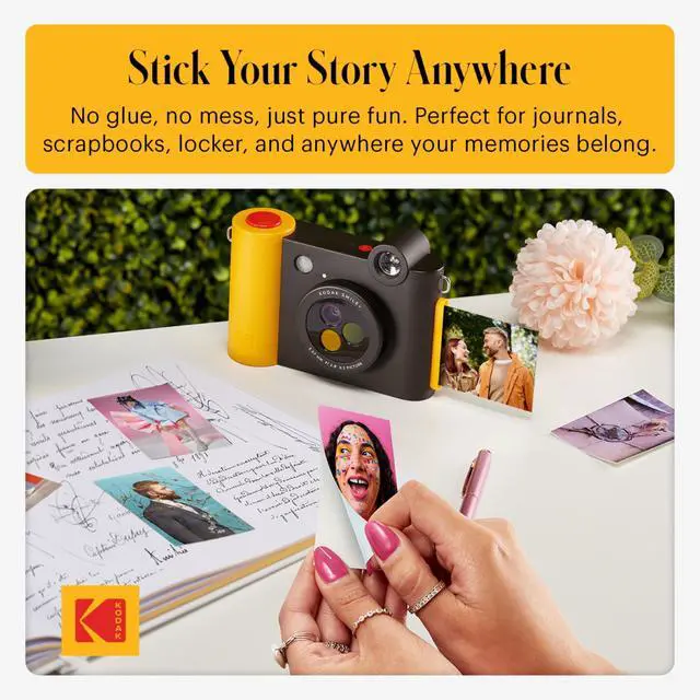Alt view image 7 of 7 - Smile+ 2-in-1 Digital Instant Print Camera & Photo Printer Gift Bundle + Case + Zink 2x3 Sticky Back Photo Paper 20pk + Album + Sticker Sets + Sticker Frames + Hanging Frames + Markers - Black