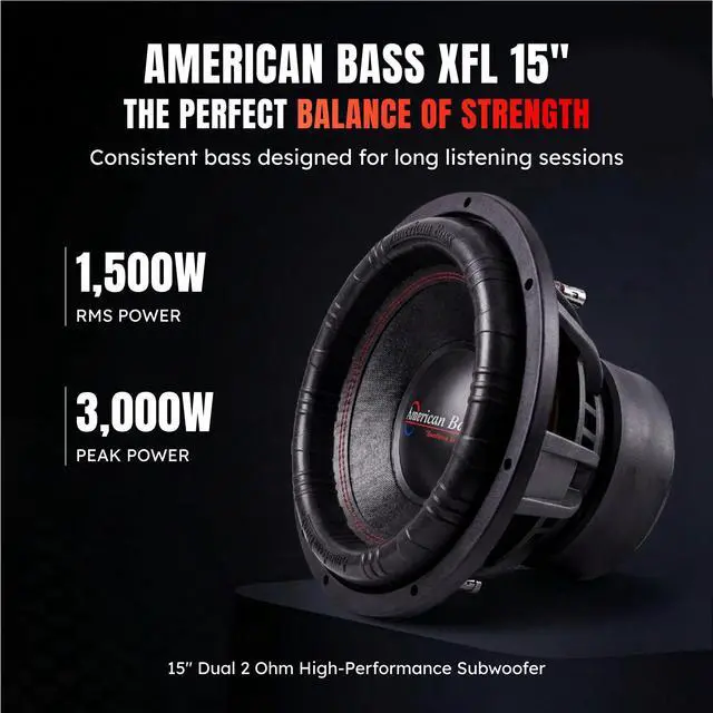 Alt view image 2 of 7 - XFL 15" Car Subwoofer, 2 Ohm, 3000W Max | High Power Handling, Deep Bass Performance, Durable Construction, Car Audio Upgrade