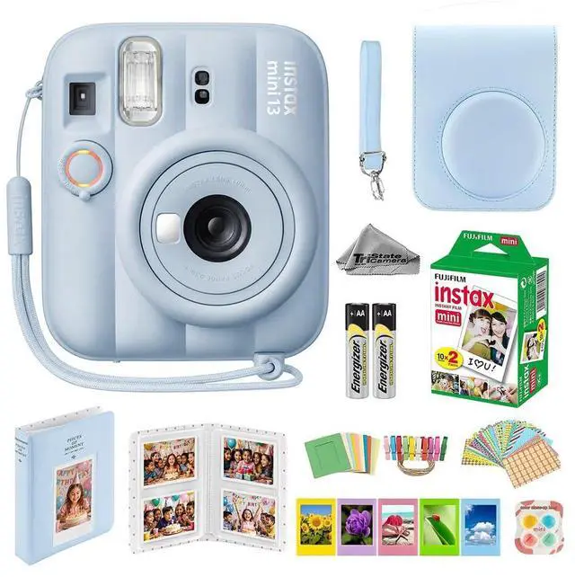 Main image of Instax Mini 13 Blue Instant Camera with 20-Sheet Film Set | Includes Instax Mini 13 camera, 20-sheet film, carrying case, photo album, color filters, and assorted photo frames