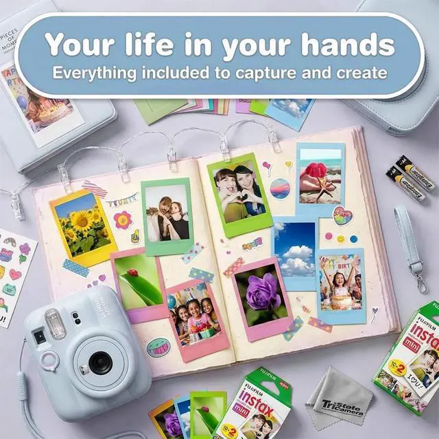 Alt view image 2 of 7 - Instax Mini 13 Blue Instant Camera with 20-Sheet Film Set | Includes Instax Mini 13 camera, 20-sheet film, carrying case, photo album, color filters, and assorted photo frames