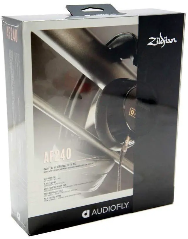 Main image of Audiofly AF240 Wired Over-Ear Headphones with Remote Mic Black | Closed-Back Studio Headset for Drummers, Limited Edition Design, Inline Microphone, Corded Music Listening, Clear Calls