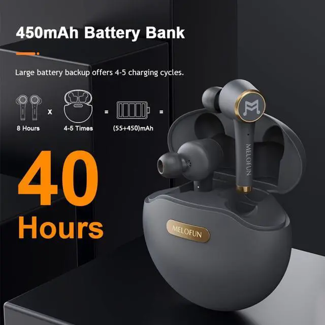 Alt view image 2 of 7 - True Wireless Earbuds Bluetooth 5.0 Headphones, Sports in-Ear Stereo Mini Headset w/Mic Extra Bass IPX5 Waterproof Low Latency Instant Pairing (Auto-Pair) 40H Playtime with Battery Charging Case