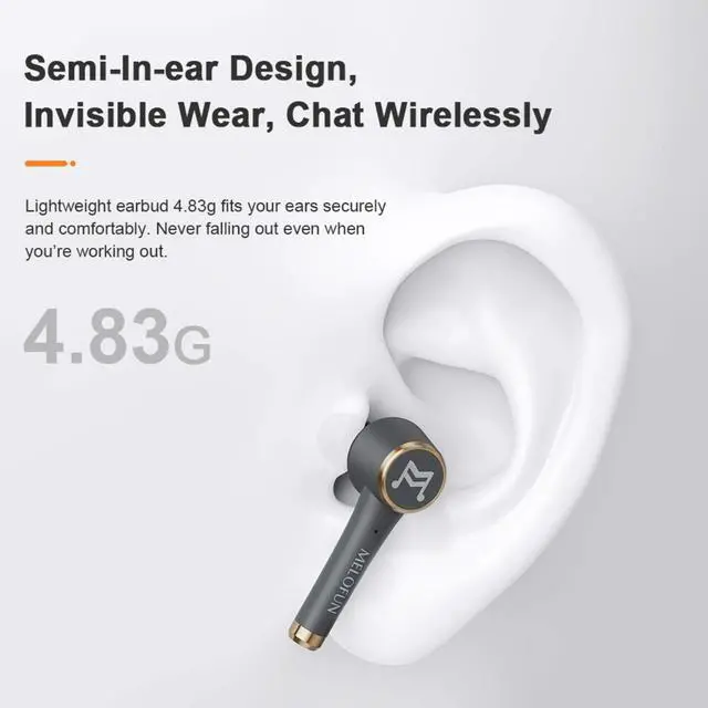 Alt view image 3 of 7 - True Wireless Earbuds Bluetooth 5.0 Headphones, Sports in-Ear Stereo Mini Headset w/Mic Extra Bass IPX5 Waterproof Low Latency Instant Pairing (Auto-Pair) 40H Playtime with Battery Charging Case