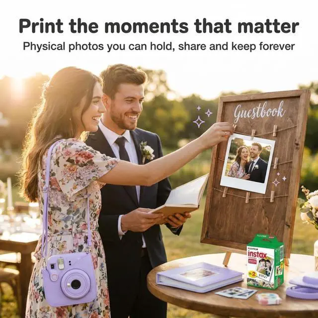 Alt view image 3 of 4 - Instax Mini 13 Purple Instant Camera with 20-Sheet Film Set | Includes Instax Mini 13 camera, 20-sheet film, carrying case, photo album, color filters, and assorted photo frames