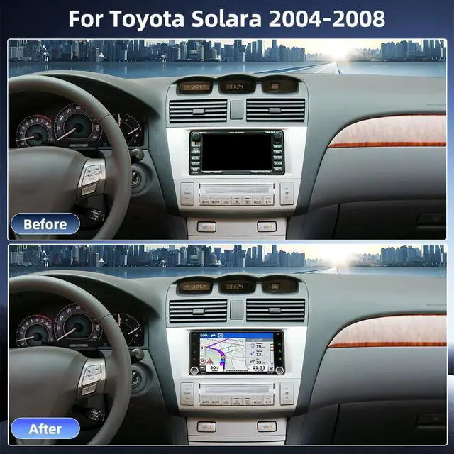 Alt view image 2 of 6 - 4+64G Android 14 Car Stereo Radio for Toyota Solara 2004-2008, 7'' Touch Screen Radio with Carplay Android Auto GPS SWC Bluetooth WiFi FM RDS DSP Mirror Link Split Screen MIC Backup Camera