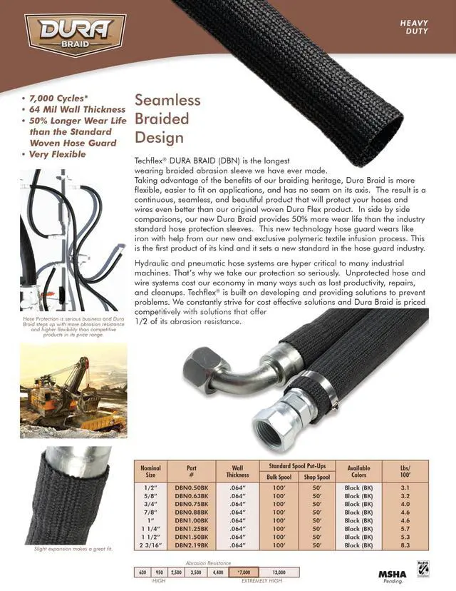 Alt view image 6 of 7 - Techflex Dura Braid Extreme Abrasion Resistance Braided Sleeving - 1/2" - 100 Feet - Black