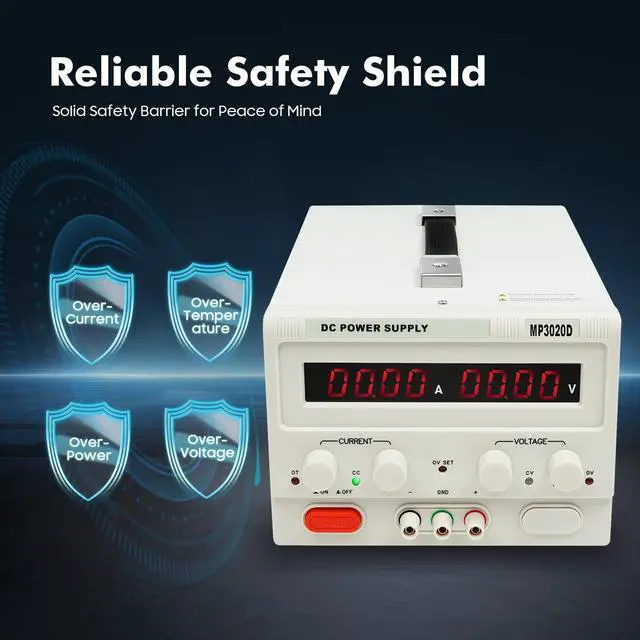 Alt view image 3 of 7 - MP3020D DC Power Supply DC 0-32V DC 0-20A Continuously Variable, Constant Voltageand Constant Current Automatic Conversion, DC Power Supply with 4 Safety Protections (OVP, OCP, OTP and OPP)