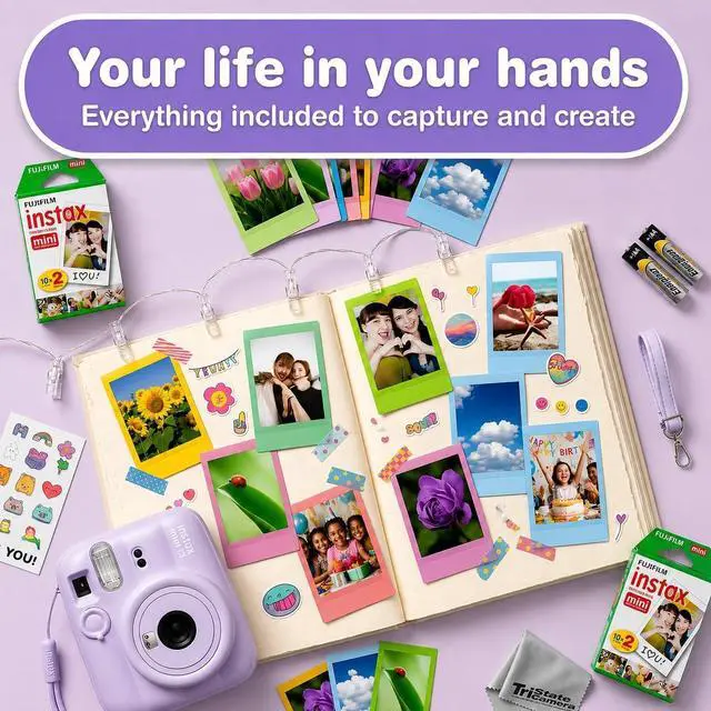 Alt view image 2 of 6 - Instax Mini 13 Dreamy Purple Instant Camera with 20-Sheet Film | Includes Instax Mini 13 Dreamy Purple Camera, 20-Sheet Mini Film & 20 Sticker Frames for creative instant photos