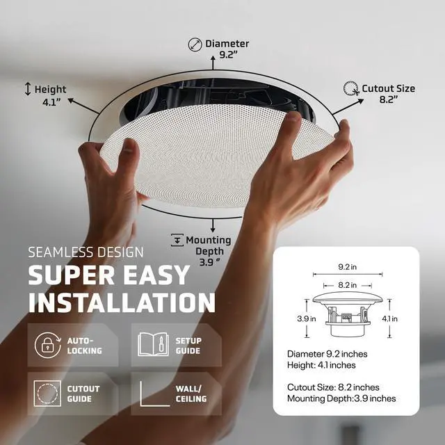 Alt view image 5 of 7 - LionBeam Wi-Fi & Bluetooth Ceiling Speakers 6.5" Flush Mount Ceiling & in Wall Speakers Active Passive Pair 60W Amplifier with Remote Control Speaker for Home Theaters Indoor Outdoor Wall Speaker
