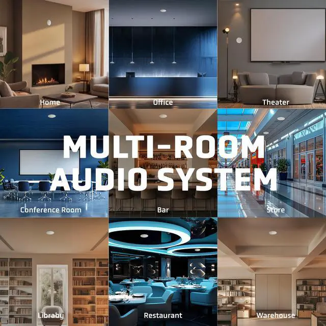 Alt view image 6 of 7 - LionBeam Wi-Fi & Bluetooth Ceiling Speakers 6.5" Flush Mount Ceiling & in Wall Speakers Active Passive Pair 60W Amplifier with Remote Control Speaker for Home Theaters Indoor Outdoor Wall Speaker