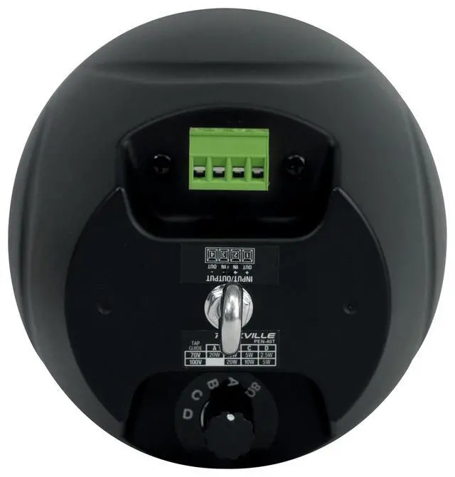 Alt view image 5 of 7 - PEN-40T Black 4" 70V Hanging Pendant Speaker, 4-Pack | 70V/100V Transformer Taps: 40W, 20W, 10W, 5W or 8 Ohm 60W RMS, Euroblock Terminals, Deep Bass, Restaurants