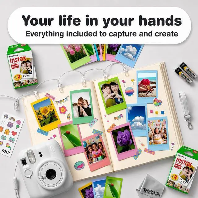 Alt view image 2 of 7 - Instax Mini 13 Clay White Instant Camera with 20-Sheet Film | Includes Instax Mini 13 Clay White Camera, 20-Sheet Mini Film & 20 Sticker Frames for creative instant photos