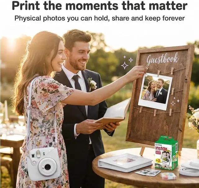 Alt view image 6 of 7 - Instax Mini 13 Clay White Instant Camera with 20-Sheet Film | Includes Instax Mini 13 Clay White Camera, 20-Sheet Mini Film & 20 Sticker Frames for creative instant photos