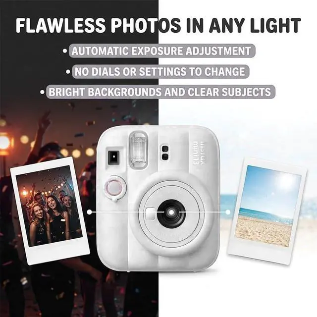 Alt view image 4 of 7 - Instax Mini 13 Clay White Instant Camera with 20-Sheet Film | Includes Instax Mini 13 Clay White Camera, 20-Sheet Mini Film & 20 Sticker Frames for creative instant photos