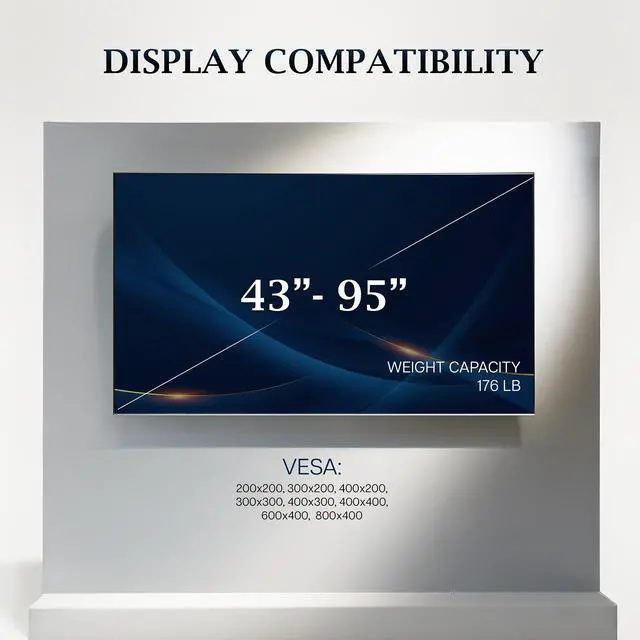 Alt view image 3 of 6 - PRO 43 to 95 inch Large Screen Heavy Duty, Premium TV Wall Mount for LCD LED Flat and Curved Screens, Swivel Mount with Lateral Shift, Max VESA 800x400mm, Holds 176 lbs, Black, PRO-TVWM95A