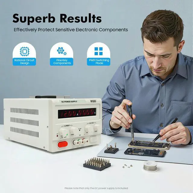 Alt view image 5 of 7 - MP3020D DC Power Supply DC 0-32V DC 0-20A Continuously Variable, Constant Voltageand Constant Current Automatic Conversion, DC Power Supply with 4 Safety Protections (OVP, OCP, OTP and OPP)
