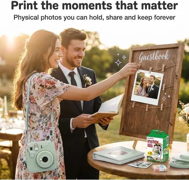 Alt view image 6 of 7 - Instax Mini 13 Lagoon Green Instant Camera with 20-Sheet Film | Includes Instax Mini 13 Lagoon Green Camera, 20-Sheet Mini Film & 20 Sticker Frames for creative instant photos