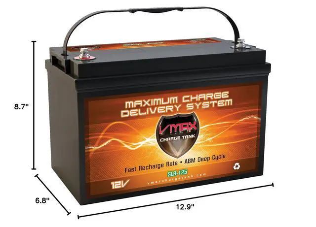 Alt view image 6 of 6 - VMAXSLR125 AGM deep cycle 12V 125AH battery for Use with gas or electric power backup generator or smart charger for off grid power systems