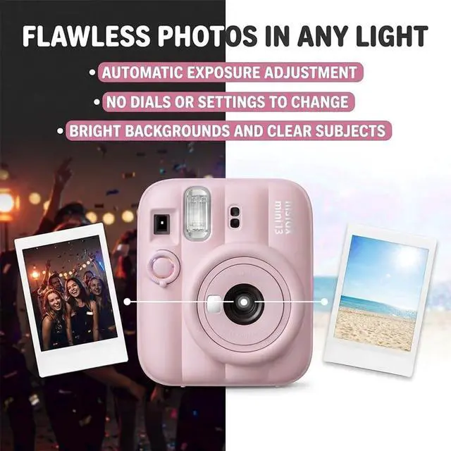 Alt view image 4 of 7 - Instax Mini 13 Candy Pink Instant Camera with 20-Sheet Film | Includes Instax Mini 13 Candy Pink Camera, 20-Sheet Mini Film, and 20 Sticker Frames for creative instant photos
