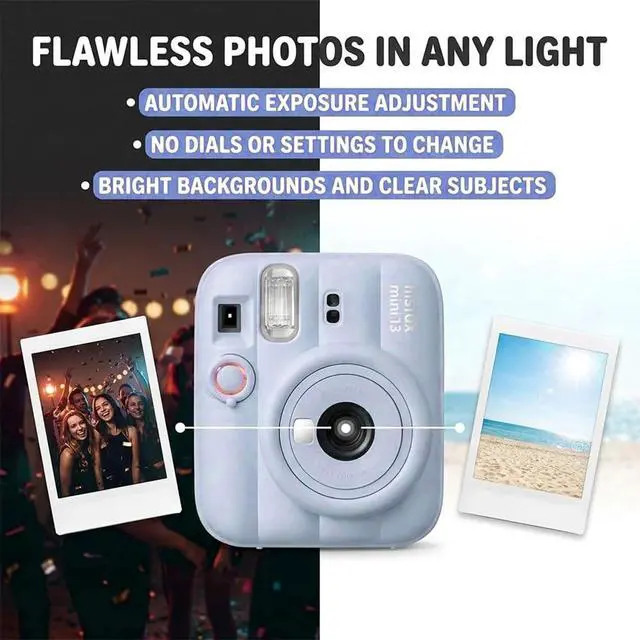 Alt view image 4 of 7 - Instax Mini 13 Frost Blue Instant Camera with 20-Sheet Film | Includes Instax Mini 13 Frost Blue Camera, 20-Sheet Mini Film, and 20 Sticker Frames for creative instant photos