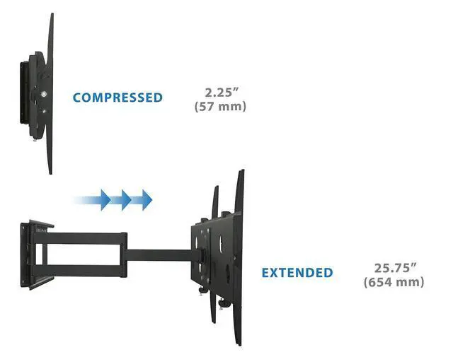 Alt view image 6 of 7 - Long Arm TV Wall Mount, 26" Extension, 220 lbs | Swing-out full motion design for corner installation, fits 43 to 70 inch flat screen TVs