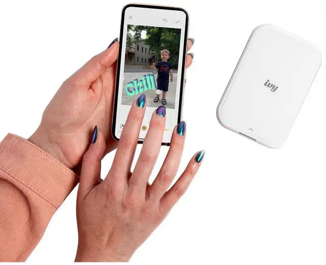 Alt view image 5 of 7 - Ivy 2 Mini Photo Printer Pure White Travel Accessory Bundle | For iOS & Android, ZINK 2x3 Sticky-Back Photo Prints, Compact Travel Size | Bluetooth | 50 Sheets + More