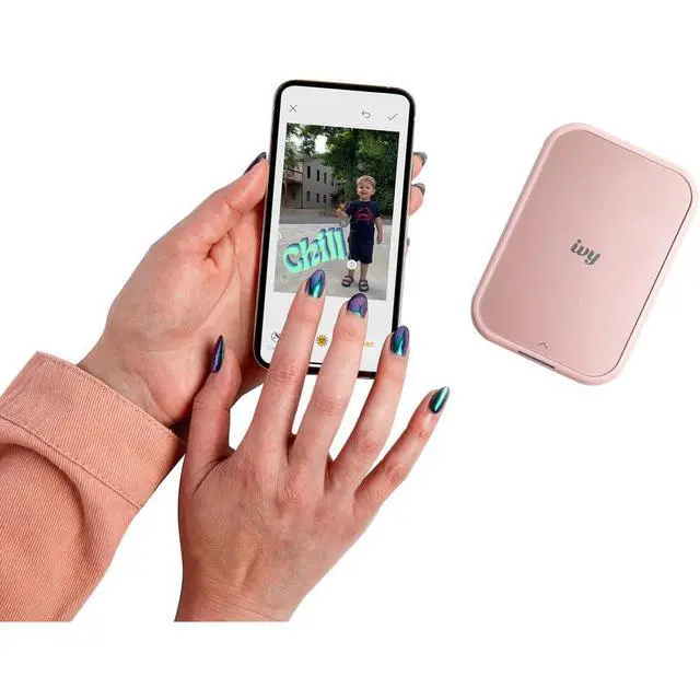 Alt view image 5 of 7 - Ivy 2 Mini Photo Printer Blush Pink Travel Accessory Bundle | For iOS & Android, ZINK 2x3 Sticky-Back Photo Prints, Compact Travel Size | Bluetooth | 50 Sheets + More