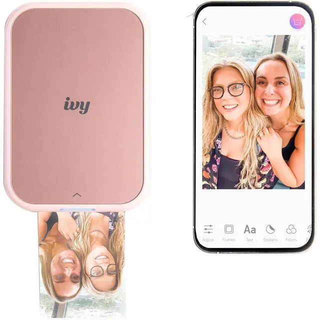 Alt view image 4 of 7 - Ivy 2 Mini Photo Printer Blush Pink Travel Accessory Bundle | For iOS & Android, ZINK 2x3 Sticky-Back Photo Prints, Compact Travel Size | Bluetooth | 50 Sheets + More