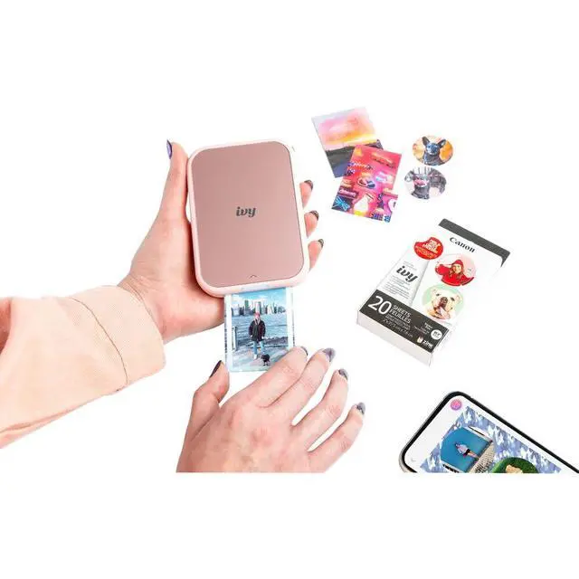 Alt view image 6 of 7 - Ivy 2 Mini Photo Printer Blush Pink Travel Accessory Bundle | For iOS & Android, ZINK 2x3 Sticky-Back Photo Prints, Compact Travel Size | Bluetooth | 50 Sheets + More