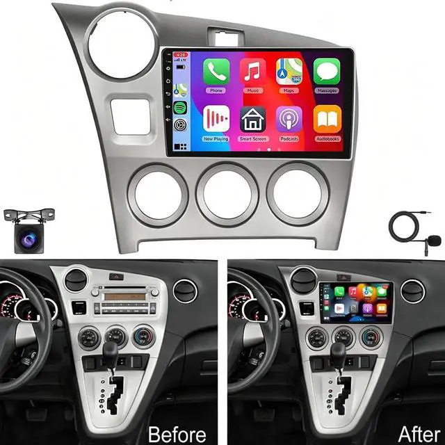 Alt view image 2 of 5 - 2+64G Android 14 Car Stereo Radio for Toyota Matrix 2009-2014 with Wireless Carplay Android Auto 9 inch Double Din Car Audio Receivers GPS Navigation WiFi SWC Bluetooth Backup Camera