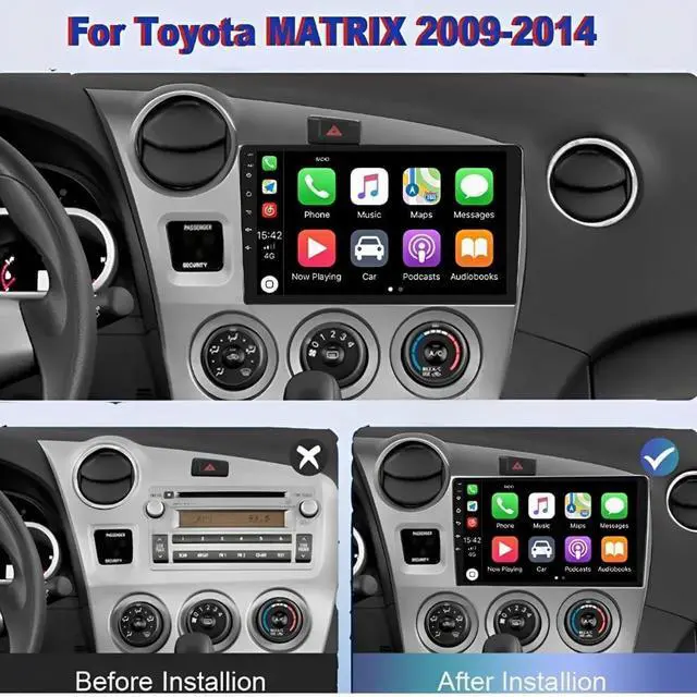 Alt view image 3 of 5 - 2+64G Android 14 Car Stereo Radio for Toyota Matrix 2009-2014 with Wireless Carplay Android Auto 9 inch Double Din Car Audio Receivers GPS Navigation WiFi SWC Bluetooth Backup Camera