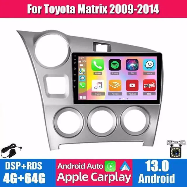 Alt view image 3 of 6 - 4+64G Android 15 Car Radio for Toyota Matrix 2009 2010 2011 2012 2013 2014, 9 inch Double Din Car Stereo Radio with Wireless Carplay Android Auto GPS Navigation Backup Camera Bluetooth WiFi SWC