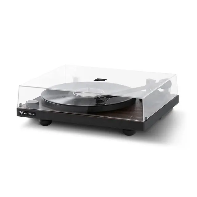 Alt view image 3 of 6 - Turntable System Includes T1 Vinyl Record Player & M1 Bookshelf Monitors, Built-In Bluetooth 5.0 Connectivity, Supports 33-1/3 and 45 RPM Vinyl Record, Wireless Music Streaming (Espresso)