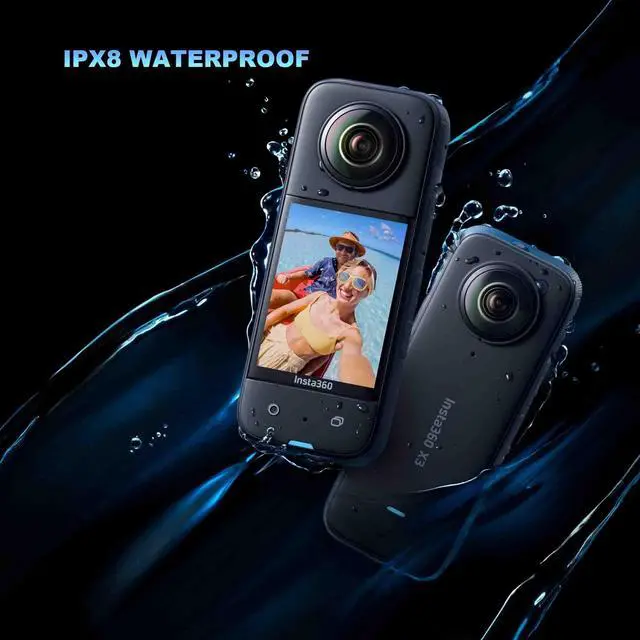 Alt view image 5 of 7 - X3 360 Degree Waterproof Action Camera, 5.7K 360, Stabilization, Touch Screen, AI Editing, Live Streaming, Webcam, Voice Control, Black