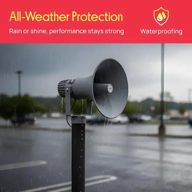 Alt view image 6 of 7 - PA Horn Speaker - 16' 80W Compact Loud Sound Megaphone with 400Hz-5KHz Frequency, 16 Ohm, 100V/70V Transformer, Mounting Bracket, Ideal for Indoor/Outdoor Audio Systems (PHSP16, Gray)