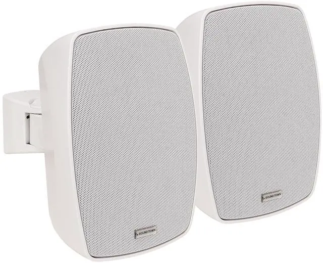 Main image of Pair of 5.25" Outdoor Surface-Mount Speakers (VELA-5W-PAIR) | IP55 Weatherproof Enclosure, Adjustable Bracket, 5.25" Woofer, 70V/100V/8, for Home & Commercial Installations, White