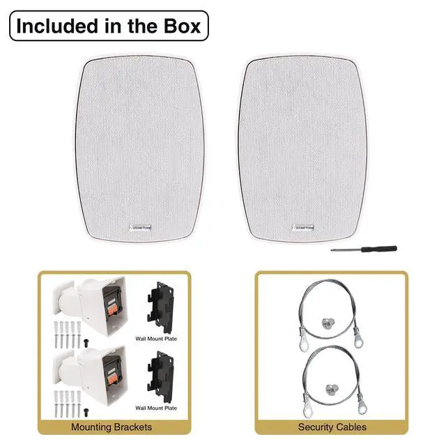 Alt view image 2 of 6 - Pair of 5.25" Outdoor Surface-Mount Speakers (VELA-5W-PAIR) | IP55 Weatherproof Enclosure, Adjustable Bracket, 5.25" Woofer, 70V/100V/8, for Home & Commercial Installations, White