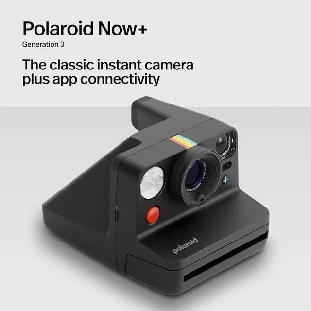 Alt view image 2 of 7 - Polaroid Now+ 3rd Generation Bluetooth i-Type Instant Camera with 16 Color Film Photos, White | App Controlled with Signature Series Case Bundle