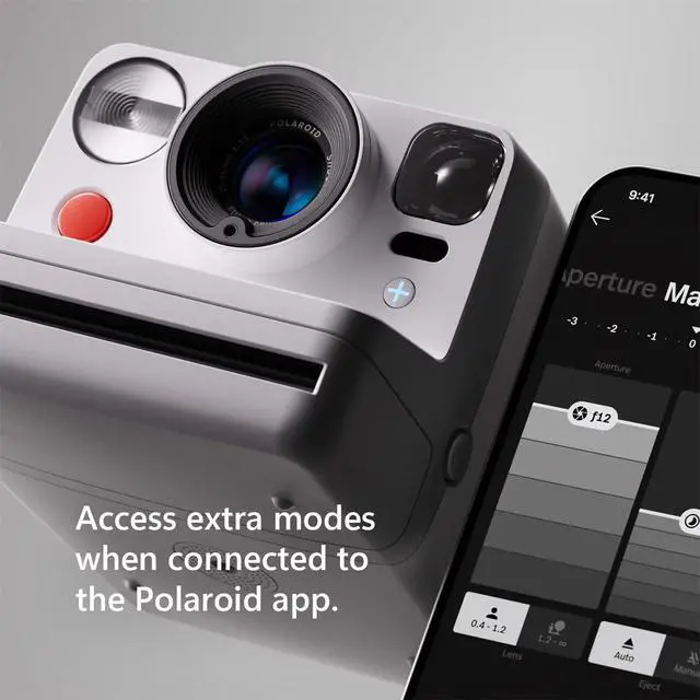 Alt view image 3 of 7 - Polaroid Now+ 3rd Generation Bluetooth i-Type Instant Camera with 16 Color Film Photos, White | App Controlled with Signature Series Case Bundle