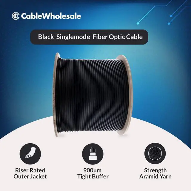 Alt view image 3 of 7 - Singlemode Armored Fiber Optic Cable, 6-Strand, Corning Ultra OS2 9/125, Indoor/Outdoor, Riser Rated, Black, 500 FT