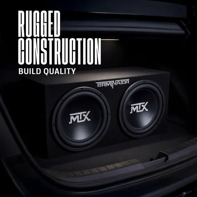 Alt view image 2 of 6 - Terminator Dual 12" Subwoofers, Loaded Enclosure, 1200W Max, 400W RMS | Car Audio Subwoofer and Speaker System with Deep Bass Sound