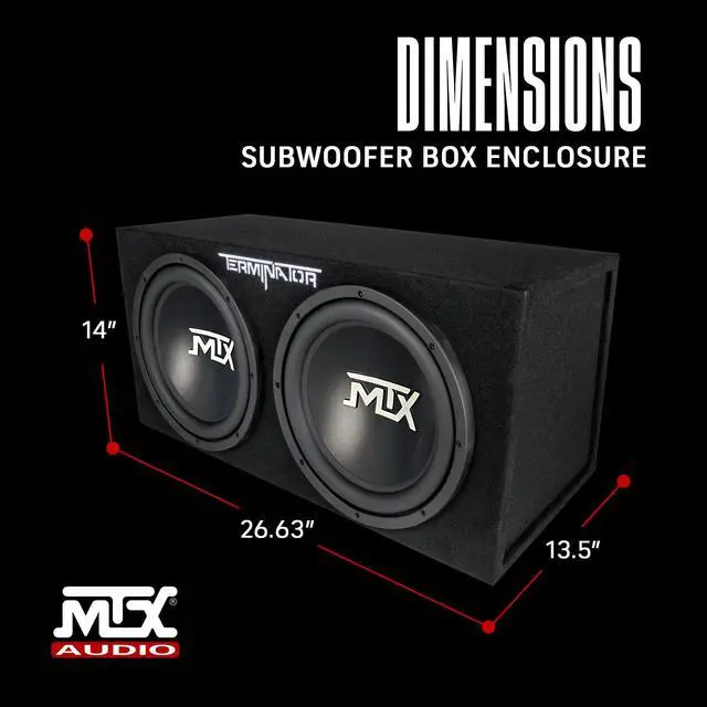 Alt view image 3 of 6 - Terminator Dual 12" Subwoofers, Loaded Enclosure, 1200W Max, 400W RMS | Car Audio Subwoofer and Speaker System with Deep Bass Sound