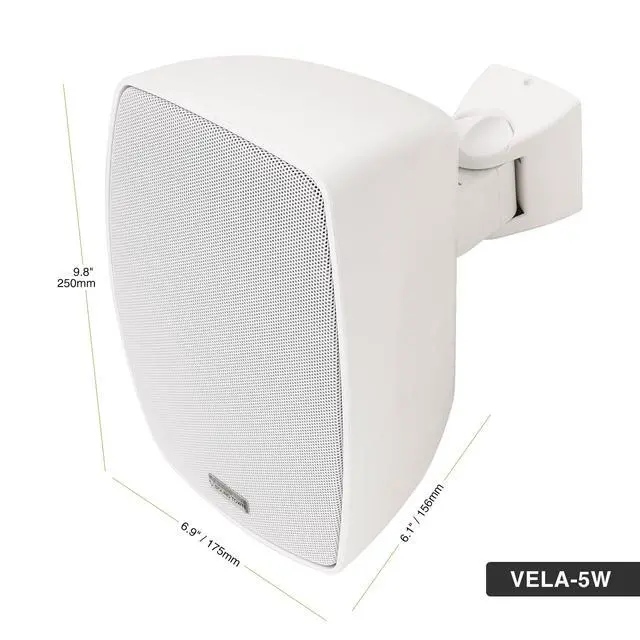 Alt view image 3 of 6 - Pair of 5.25" Outdoor Surface-Mount Speakers (VELA-5W-PAIR) | IP55 Weatherproof Enclosure, Adjustable Bracket, 5.25" Woofer, 70V/100V/8, for Home & Commercial Installations, White