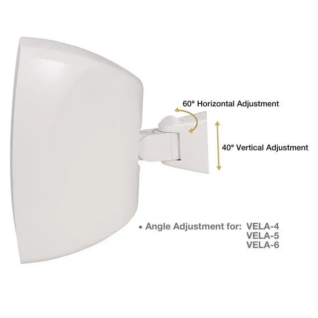 Alt view image 4 of 6 - Pair of 5.25" Outdoor Surface-Mount Speakers (VELA-5W-PAIR) | IP55 Weatherproof Enclosure, Adjustable Bracket, 5.25" Woofer, 70V/100V/8, for Home & Commercial Installations, White